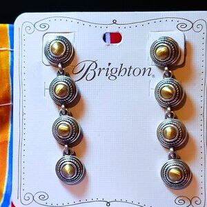 NWT Brighton Ferrara Monete Two-Tone Link Drop Earrings Silver Gold